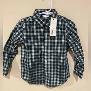 NWT Janie & Jack 2t Green & White Button up with socks